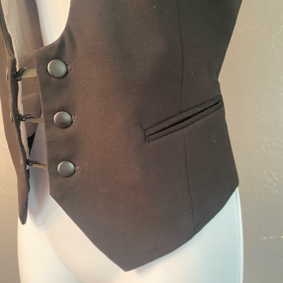 No Label-Vintage Black Front Button Fashion Vest - Picture 3 of 16